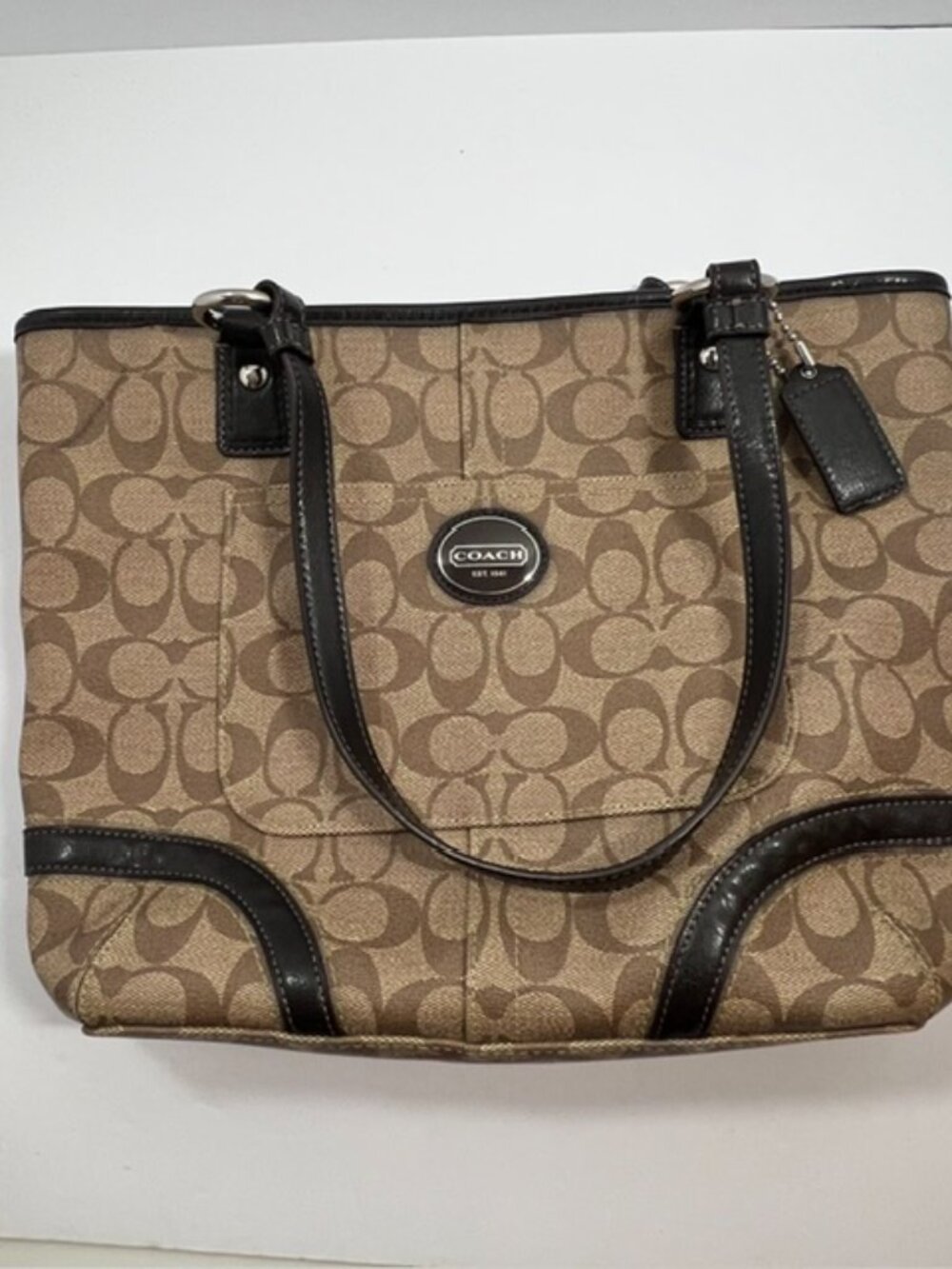 COACH PEYTON HERITAGE TOTE F18917 TAN / DRK BROWN - Picture 16 of 16